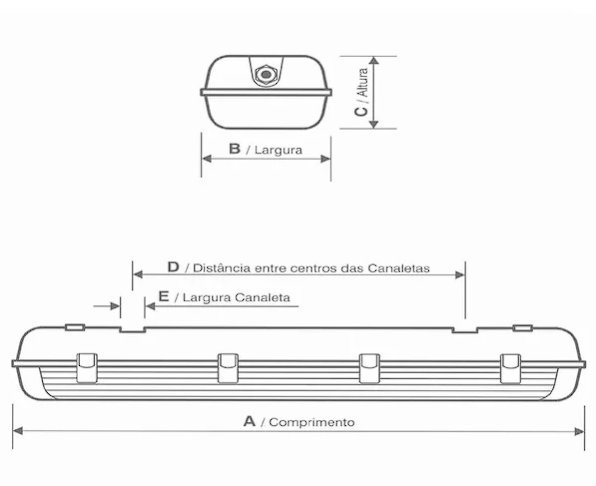 LUMINÁRIA HERMÉTICA IP65 2XT5/T8 120CM TUBULAR LED G20 - Foto 2