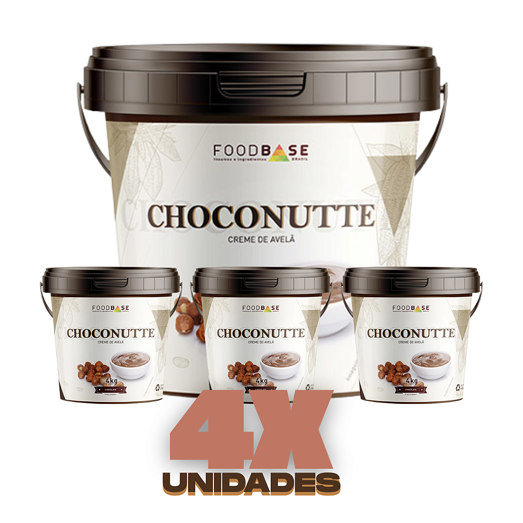KIT 4 POTES - MESCLA CHOCONUTTE CREME DE AVELÃ 16KG FOODBASE