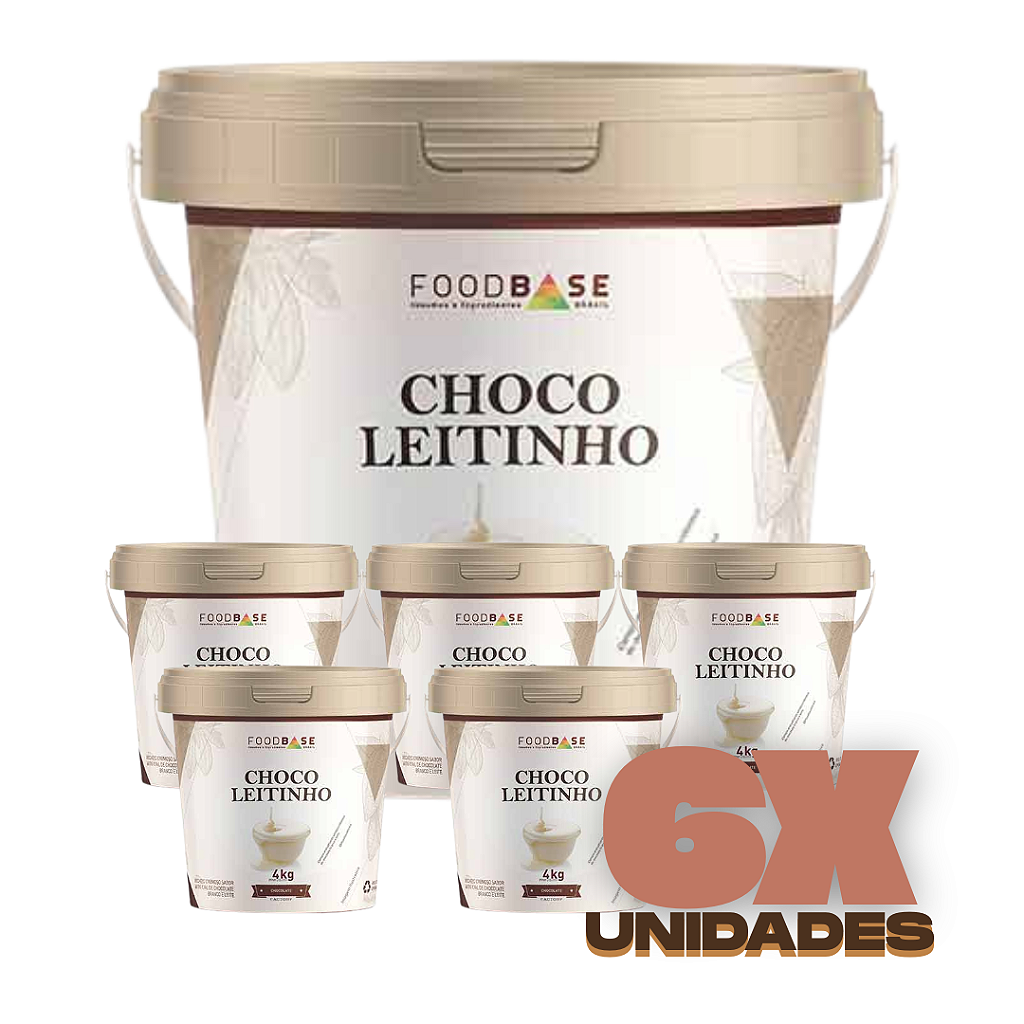 KIT 6 POTES - MESCLA CHOCOLEITINHO COM LEITE NINHO 24KG FOODBASE